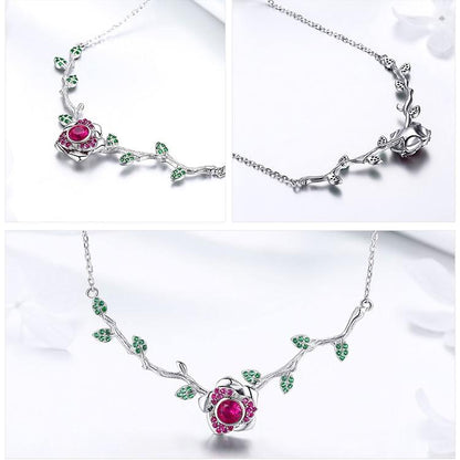 Majestic Rose Silver Necklace
