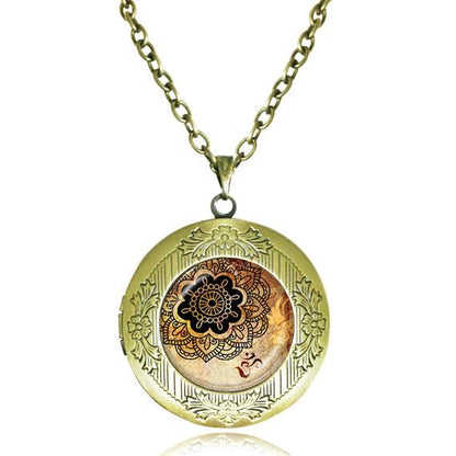 Mandala Glass Dome Choker Locket Necklace