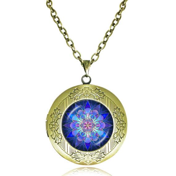 Mandala Glass Dome Choker Locket Necklace