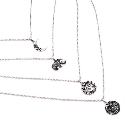 Moon Elephant Multilayer Necklace