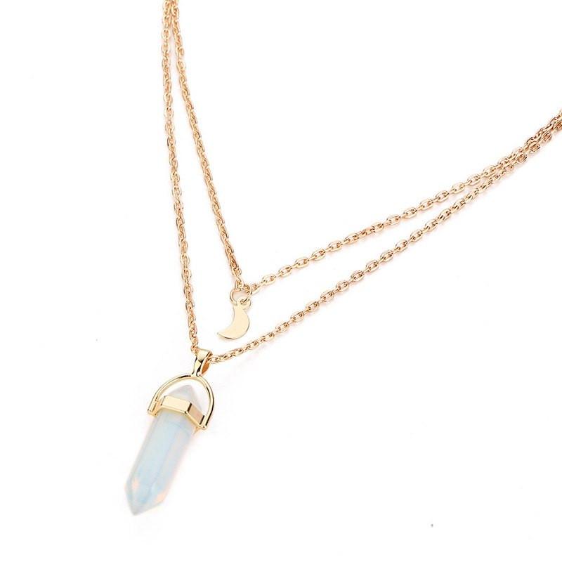 Natural Healing Stone Moon Necklace