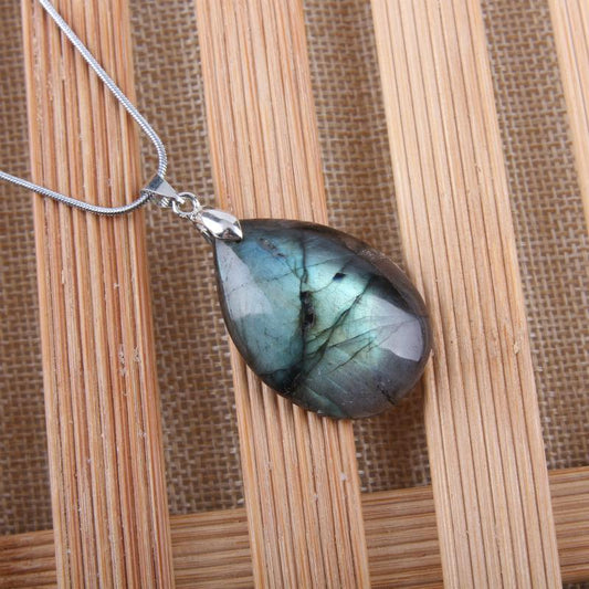 Natural Labradorite Stainless Steel Necklace