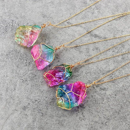 Natural Shape Rainbow Stone Necklace