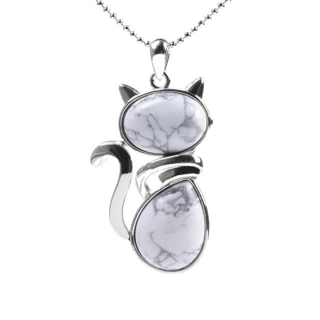 Natural Stone Cat Necklace