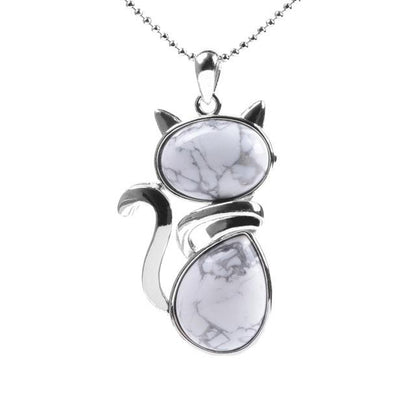 Natural Stone Cat Necklace