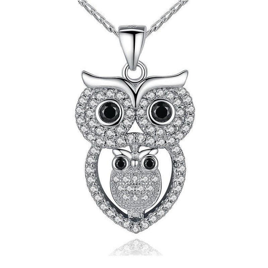 Owl White Gold Plated Necklace