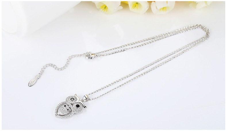 Owl White Gold Plated Necklace