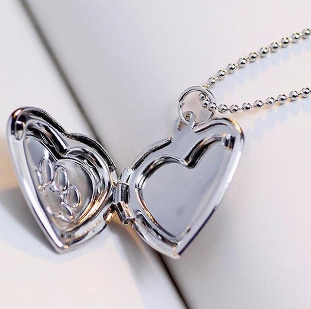 Paw Heart Locket Necklace