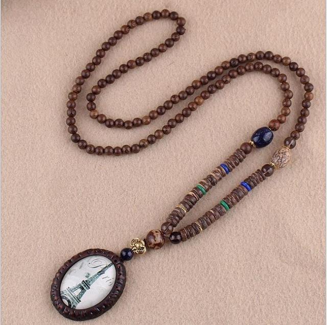Peacock Wooden Beads Necklace