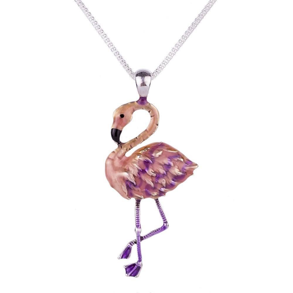 Pink Flamingos Necklace & Earrings Set