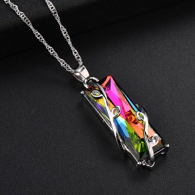 Rainbow Glass Leaves Necklace