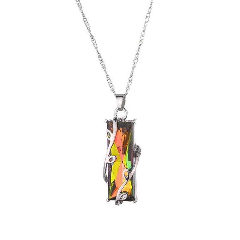Rainbow Glass Leaves Necklace