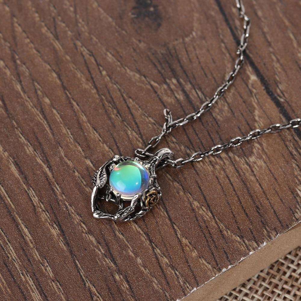 Rainbow Moonstone Rose Necklace