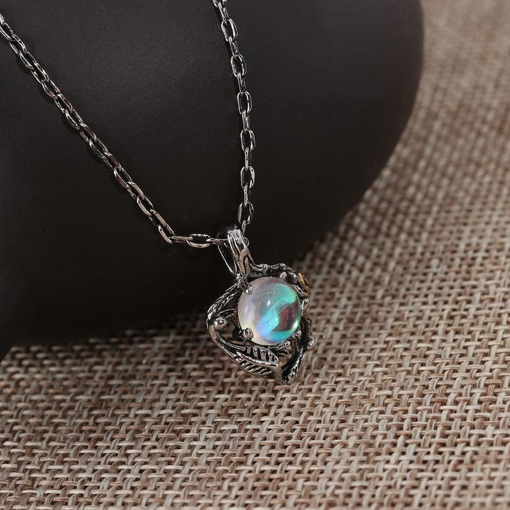 Rainbow Moonstone Rose Necklace