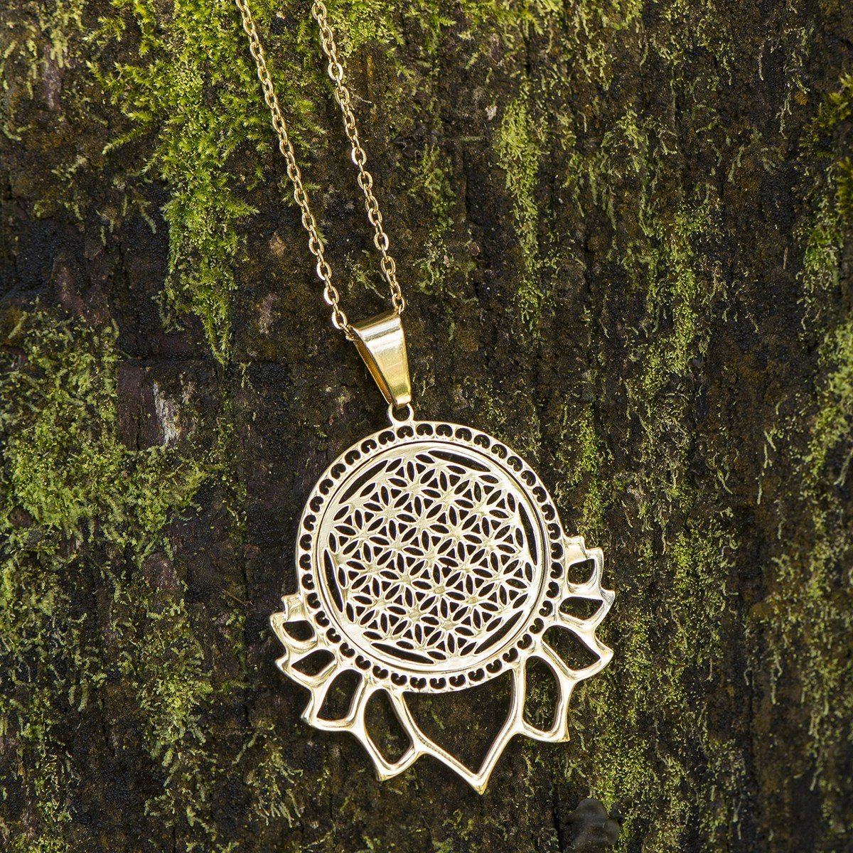 Sacred Geometry Lotus Flower of Life Necklace