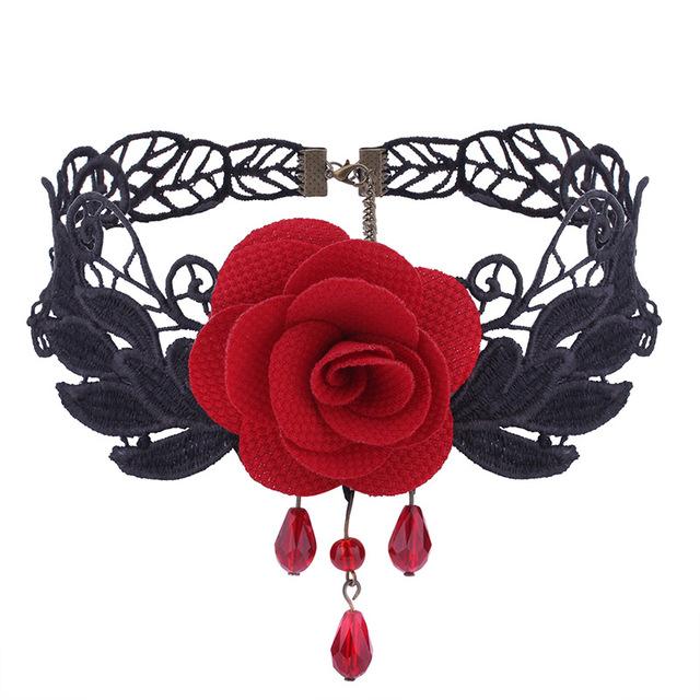 Sensual Rose Lace Choker Necklace