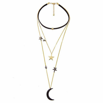 Three Layers Stars & Moon Necklace