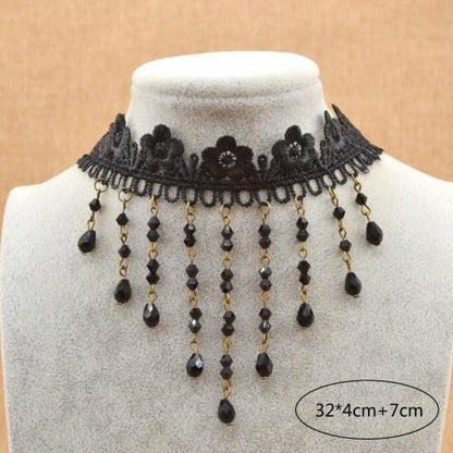 Victorian Black Gothic Crystal Choker Necklace
