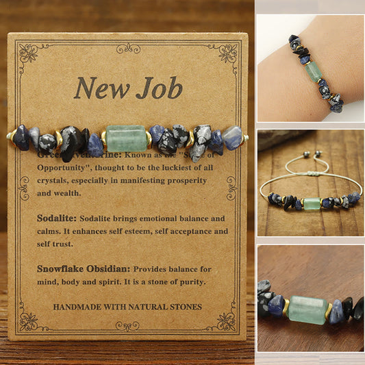 New Job Obsidian Bracelet With Green Aventurine & Sodalite for Luck