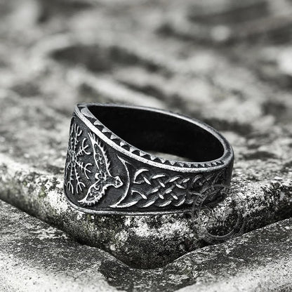 Norse Helm of Awe Eagle Stainless Steel Viking Ring