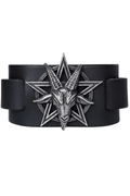 Occult Goat Head Leather Bracelet With Pentagram