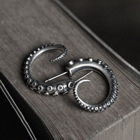 Octopus Arms Sterling Silver Stud Earrings