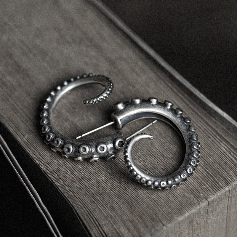 Octopus Arms Sterling Silver Stud Earrings