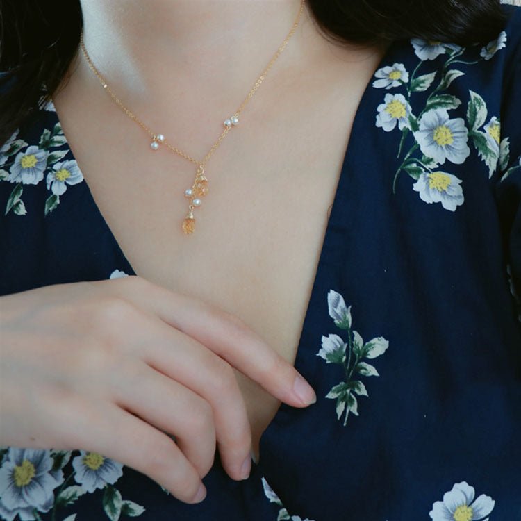 [] Connie Orange Gem Necklace