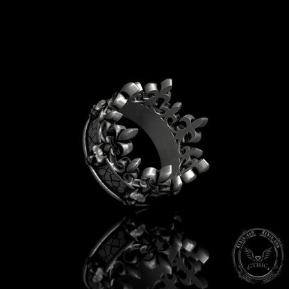 Ornate Crown Sterling Silver Skull Ring