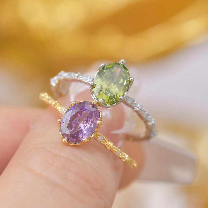 Oval Peridot Ring in Silver