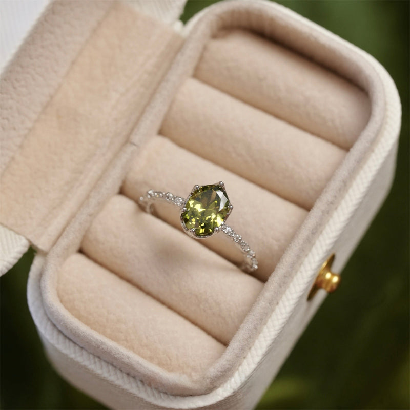 Oval Peridot Ring in Silver