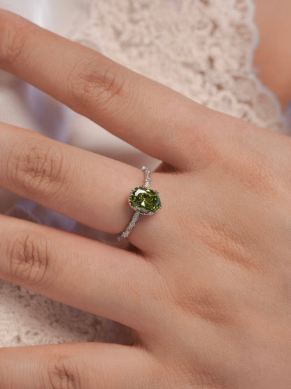 Oval Peridot Ring in Silver