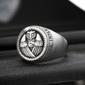 Owl and Ouroboros Stainless Steel Ring