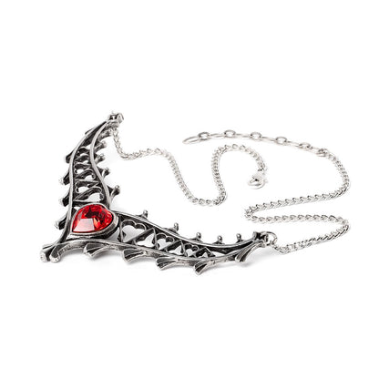 Elizabethan Red Crystal Heart Necklace by Alchemy Gothic