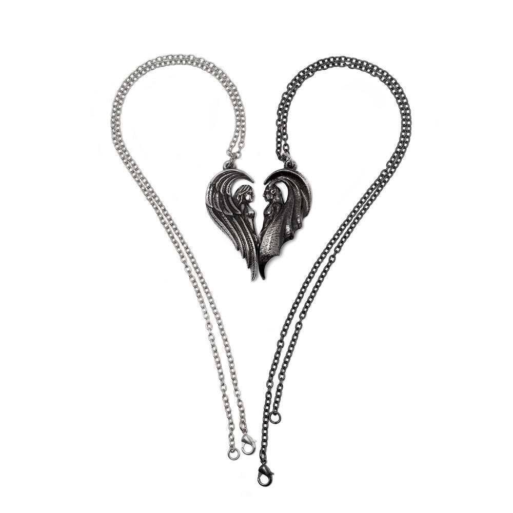 Dark Chemical Companions Angel and Demon Pendant Necklace by Alchemy Gothic