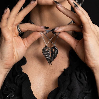 Dark Chemical Companions Angel and Demon Pendant Necklace by Alchemy Gothic