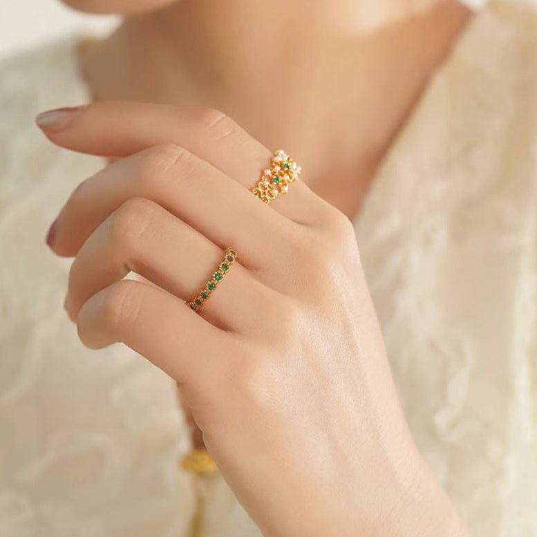[sample ] Pavé Emerald Ring