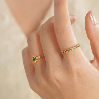 [sample ] Pavé Emerald Ring