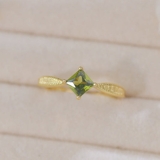 Peridot Princess Solitaire Ring