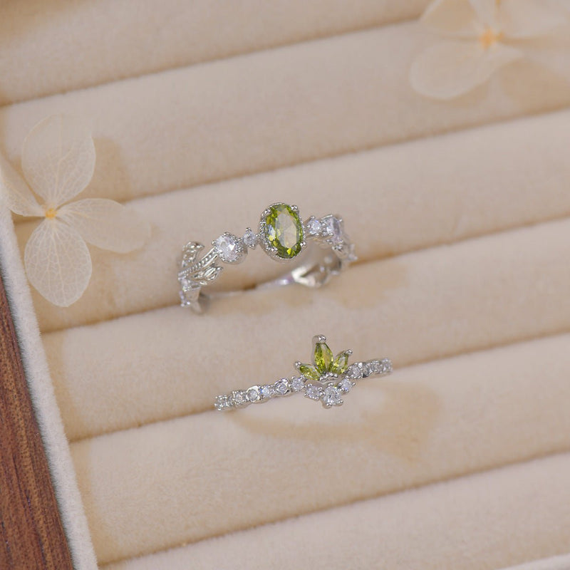 Peridot Rococo Ring Set