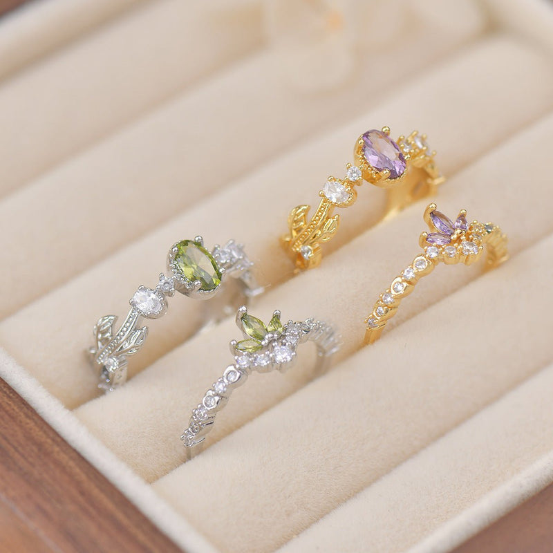 Peridot Rococo Ring Set