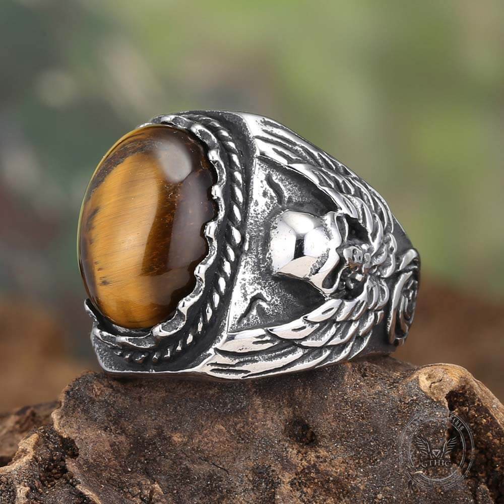 Personalized Turquoise Stainless Steel Skull Ring