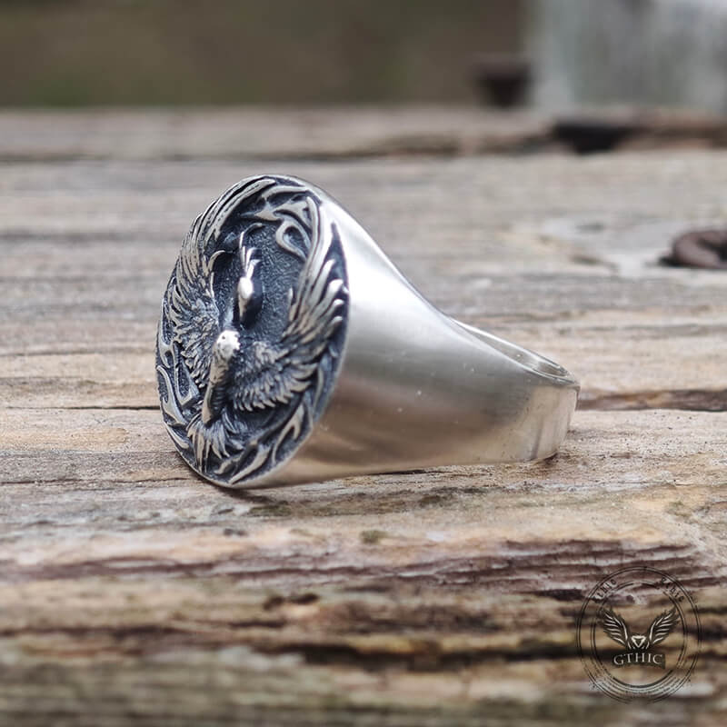 Phoenix Flame Pattern Sterling Silver Ring