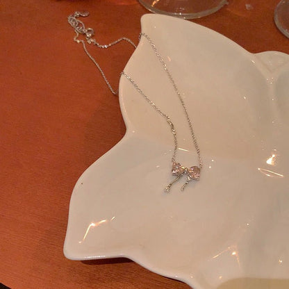 Pink Bow Necklace
