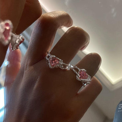 [] Pink Heart Ring