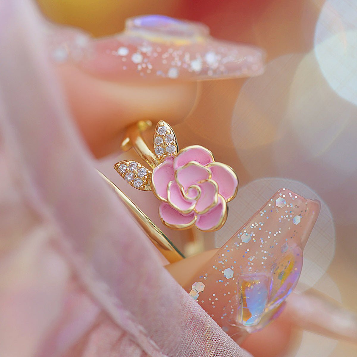 Lora Pink Rose Ring