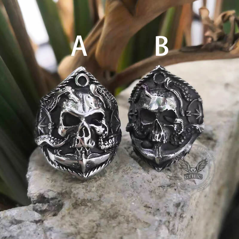 Kraken Octopus Stainless Steel Skull Ring