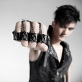 Pirate Skull Leather Removable Finger Gloves