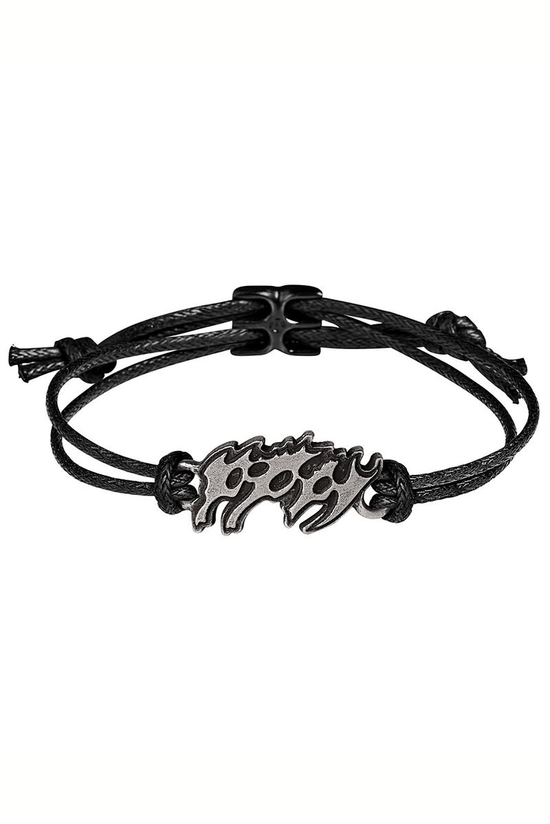 Poppy Logo Black Cord Rock and Metal Wrist Strap