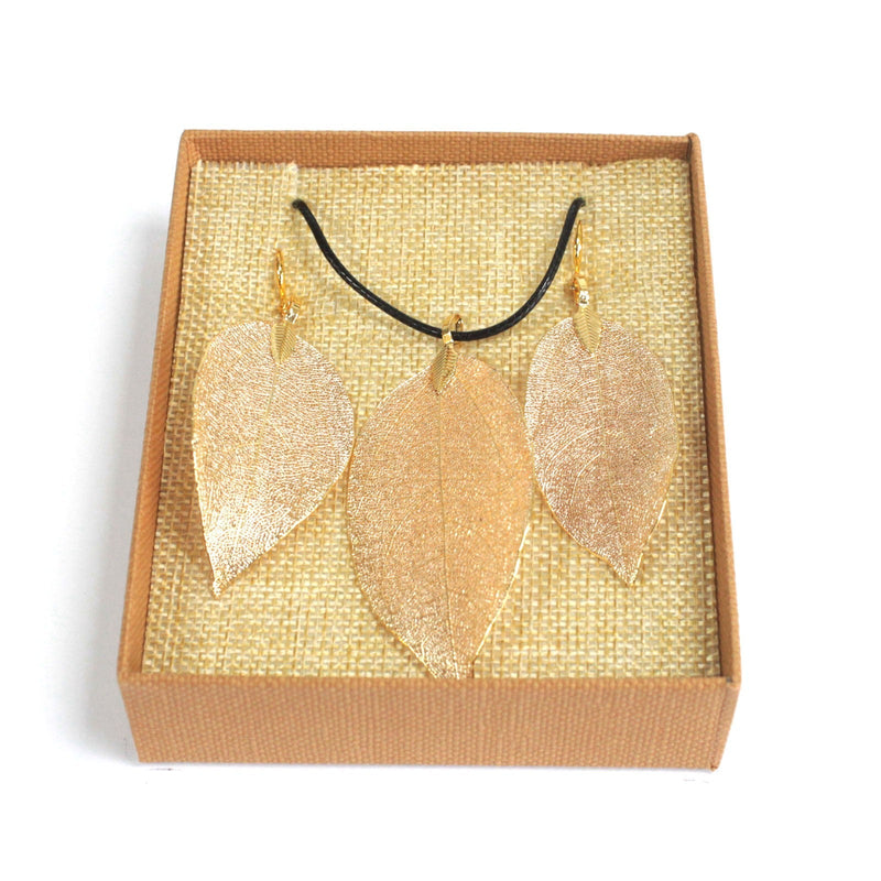 Bravery Leaf Necklace and Earrings Set